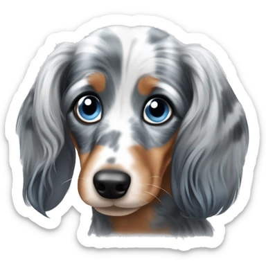 Blue Merle long hair Mini dachshund  sticker
