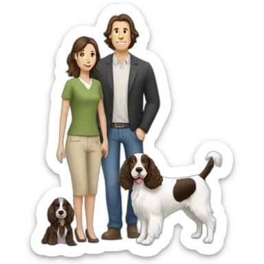 Springer spaniel with woman and man sticker