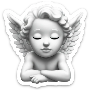 Cute White cherub statue full body showing eyes closed sticker