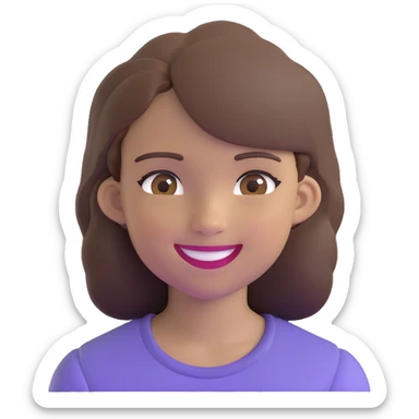 a girl with brown hair and brown eyes smiling sticker