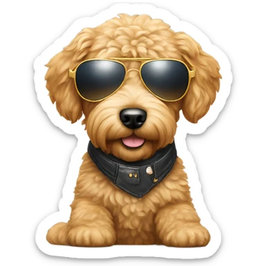Mini golden doodle wearing aviator sunglasses  sticker