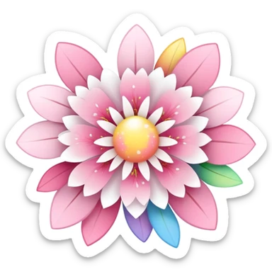 Cute Pastel pink and white Cherry Blossom Sakura Starburst Rainbow Planey sticker