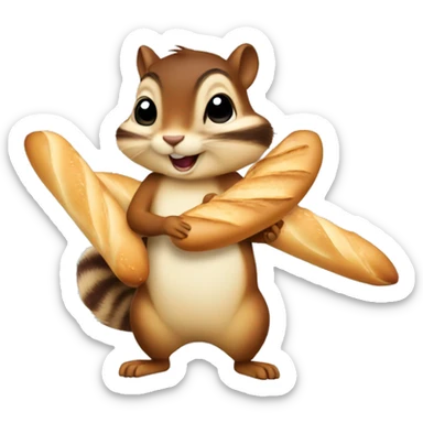 Chipmunk with baguette sticker