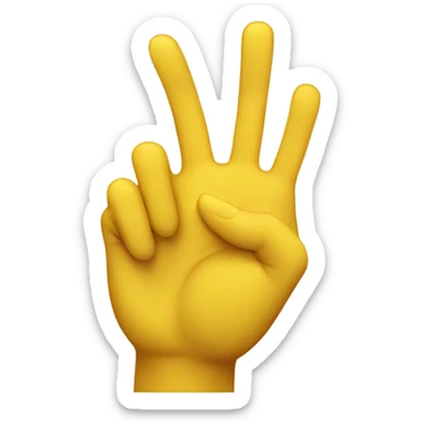 hand with two fingers forming a circle, and the other three fingers raised, forming the archetypical OK symbol; the hand has 5 fingers and is yellow sticker