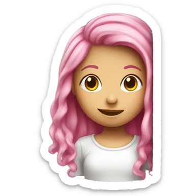 girl with pink hair hanging on a pole sticker