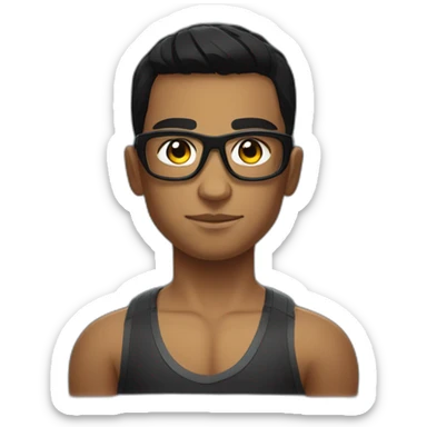 Boy Sri lankan MMA fighter with glases black hair sticker