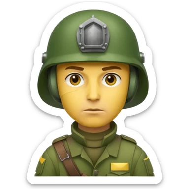 Soldier just face no body generic yellow skin with a BLANK  gunner helmet that IS GREEN AND has NO FUCKING ISIGNIA ON THE HELMET sticker