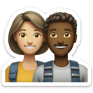 smiling duo in outdoor setting sticker