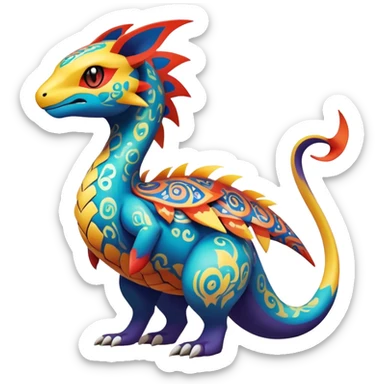exotic fantasy-creature-Fakémon-Pokémon, full body, with random markings sticker