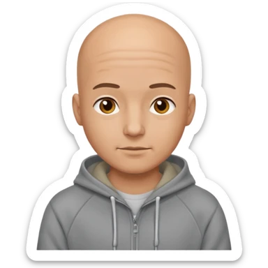 CUte bald man in hoody sticker