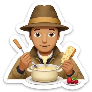 man eating fondue sticker