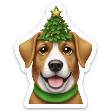 Dog with Christmas tree hat sticker