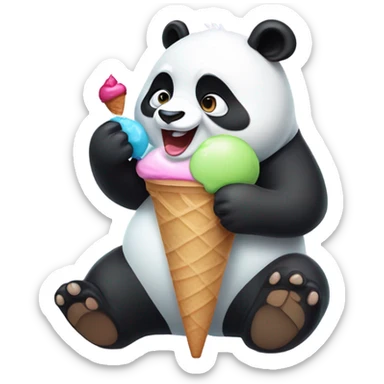 Panda eating ice cream sticker