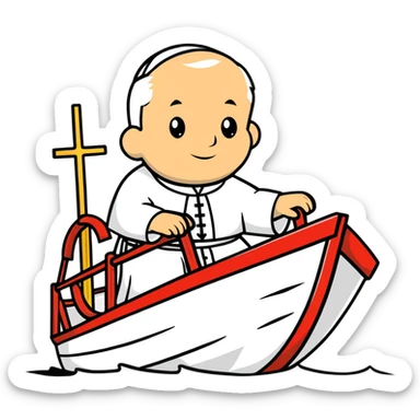 Pope John Paul II riding on a boat sticker
