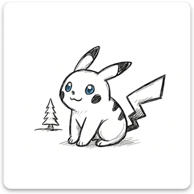 Make Pikachu with blue eyes, sketchy lines, hand drawn doodle style. Keep the hand drawn doodle style but change the eye color to blue. sticker