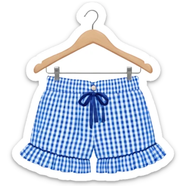 Blue gingham patterned ruffle mini shorts sticker