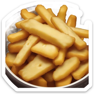 Bowl with fries and cheese curds on top covered in gravy sticker