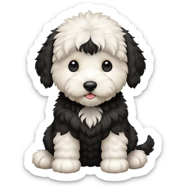 Black and white goldendoodle puppy sticker