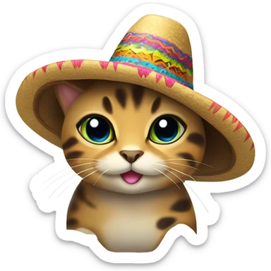 Tortoise cat wearing a sombrero hat  sticker