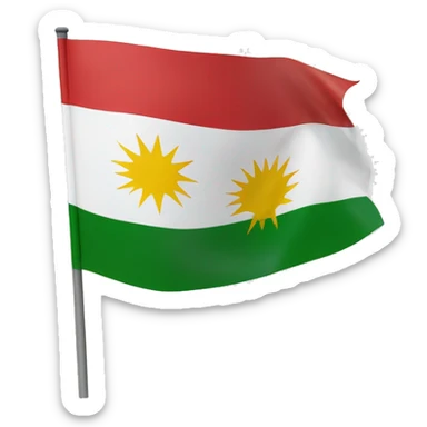 Kurdistan flag with red on top white in middle and green at bottom with a sun in middle sticker
