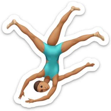 Gymnasts doing a backflip with a split leg on the floor. sticker