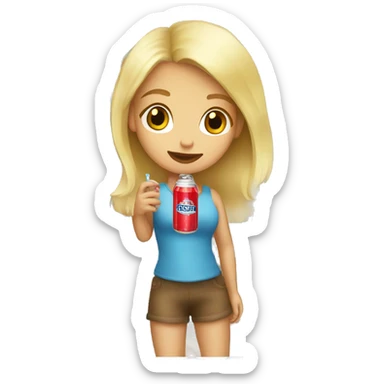 girl with blonde hair drinking soda  sticker