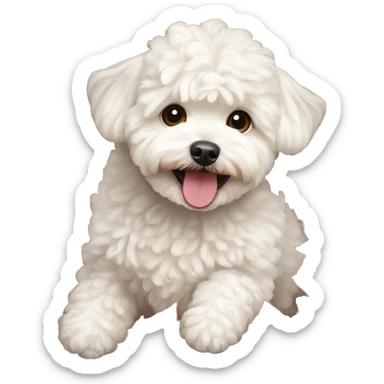 White maltipoo playing in autumn leaves sticker
