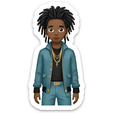 Steve Lacy with black dreads and stylish outfit sticker