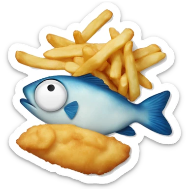 fish and chips on a plate with no eyes sticker