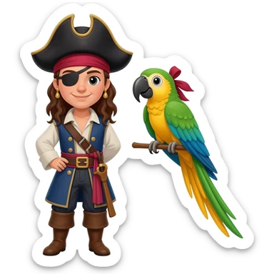 pirate and parrot sticker