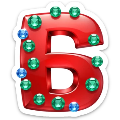 A paid subscription icon featuring red emeralds and gems with the number 5 on it. sticker
