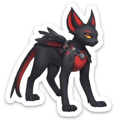 cool anthro edgy black red ethereal fantasy nargacuga-noivern-cat-Fakemon collar harness full body sticker