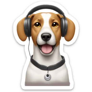 Dog wearing headphones  sticker