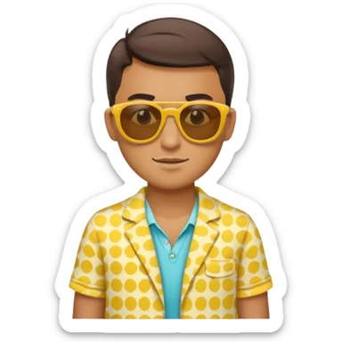 fotographer with yellow patterned summer clothes and sun glasses sticker