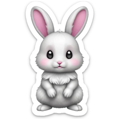 a white and black baby rabbit staying on its lelegs sticker