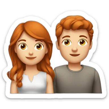 Femme rousse et garçon brun sticker