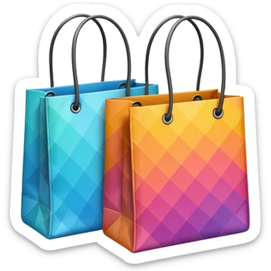 2 aesthetic shopping bag with pattern sticker