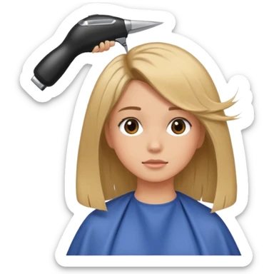 A girl that is getting her hair cut sticker