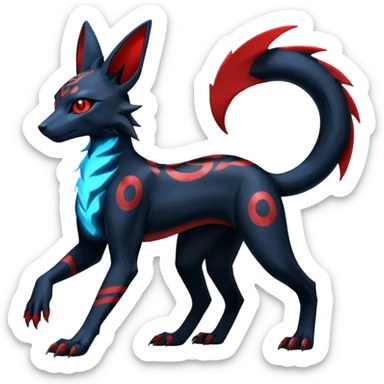 Shiny 4-legged Umbreon-Anubis-Salandit-Zeraora-fusion, full body sticker