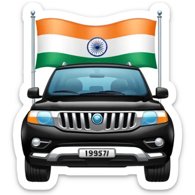 Black car fo officers India suv Indian.flag sticker