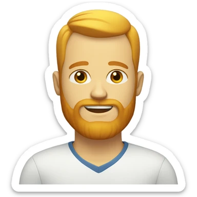 Man with long red beard and short buzz cut on head. Blue eyes. Yellow eyebrows, blond head hair sticker