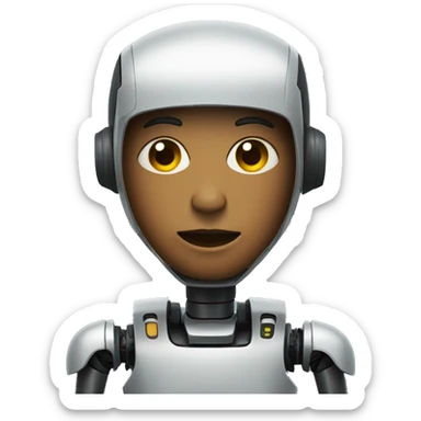 person with a robot screen face like tv sticker