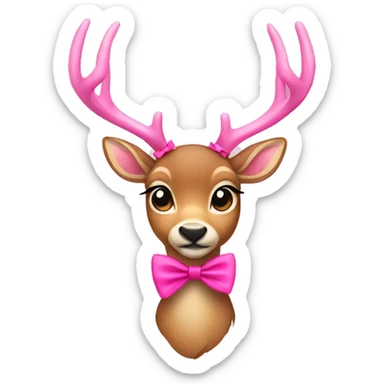 Deer with pink bow sticker