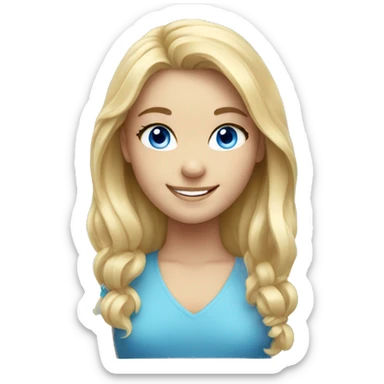 smiling blonde girl portrait blue eyes sticker