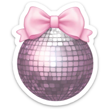 aesthetic discoball with a light pink bow sticker