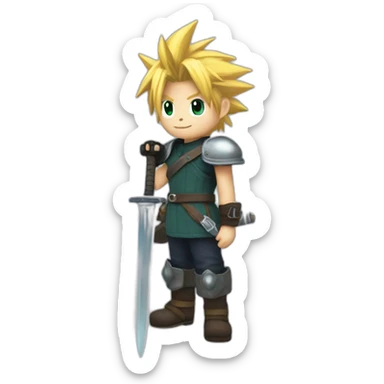 cloud strife with buster sword sticker