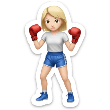 girl boxing with shirt on full body sticker