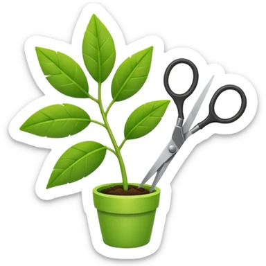 scissors cutting plant sticker