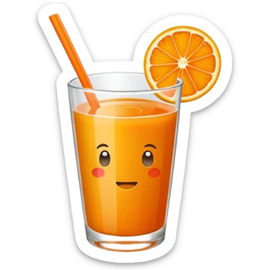 Ícone minimalista de copo com suco. Um canudinho e uma rodela de laranja. sticker