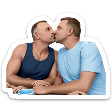 couple kissing under blue sky sticker